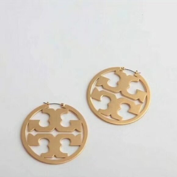 Tory Burch Gold Cutout Logo Earrings - Picture 4 of 4